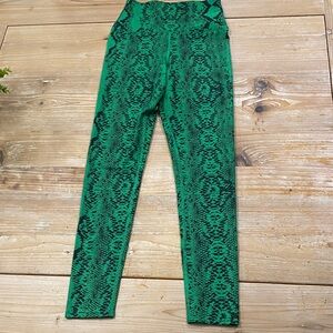 Beach Riot Green Snake Print Leggings